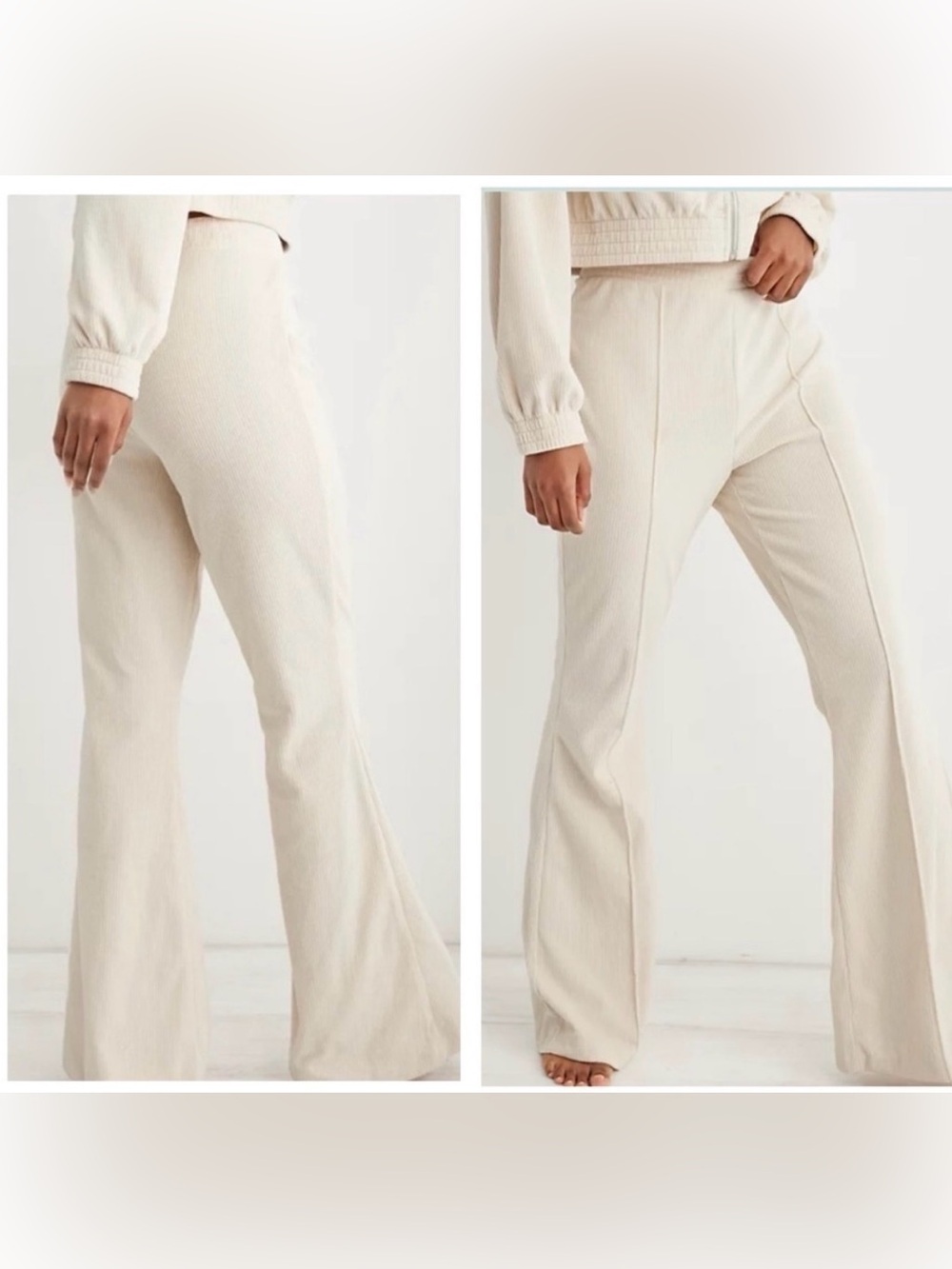 Cream Ribbed Knit pants - Picture 4 of 4